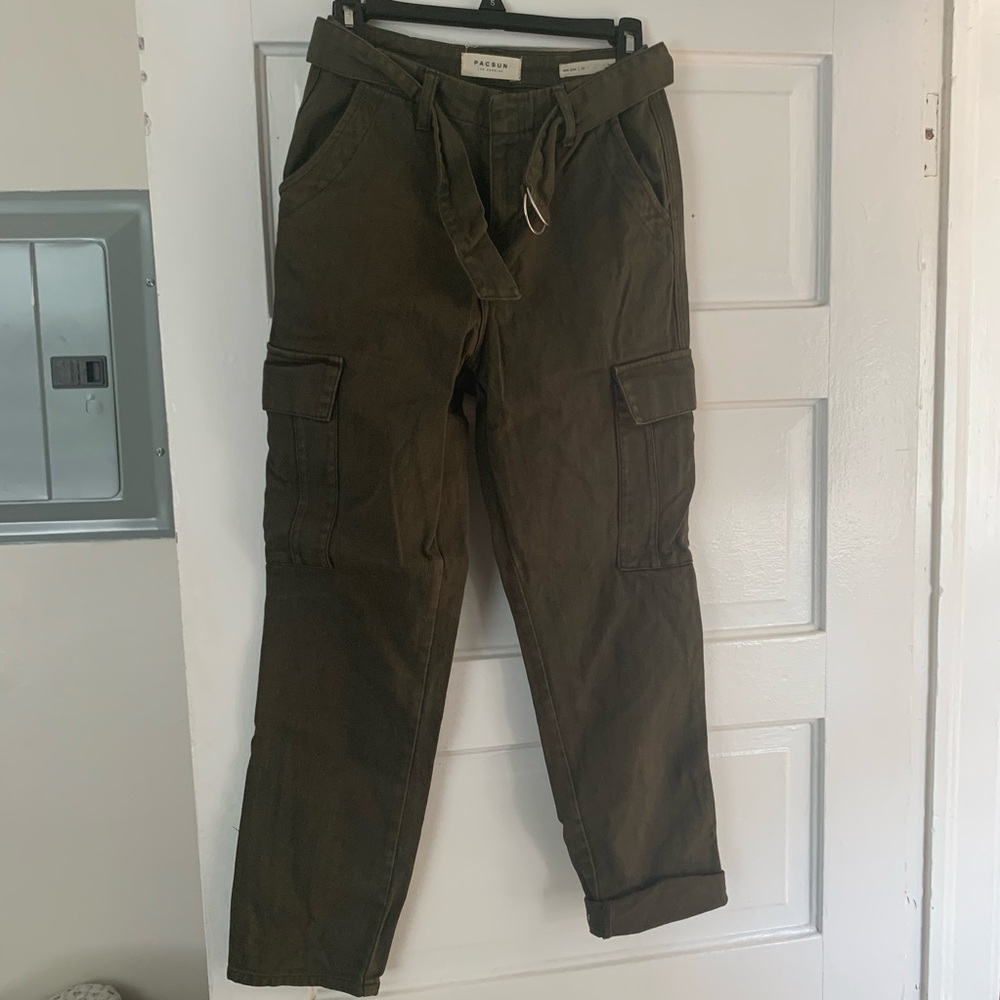 Pacsun dark green high waist cargo pant/mom jean